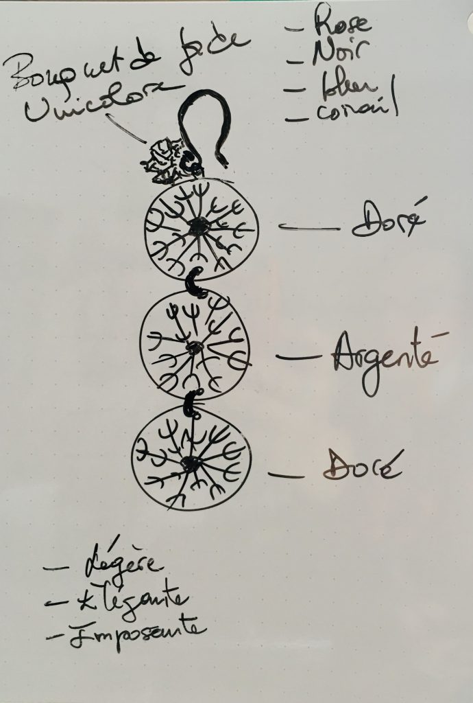 croquis boucle oreille florion or