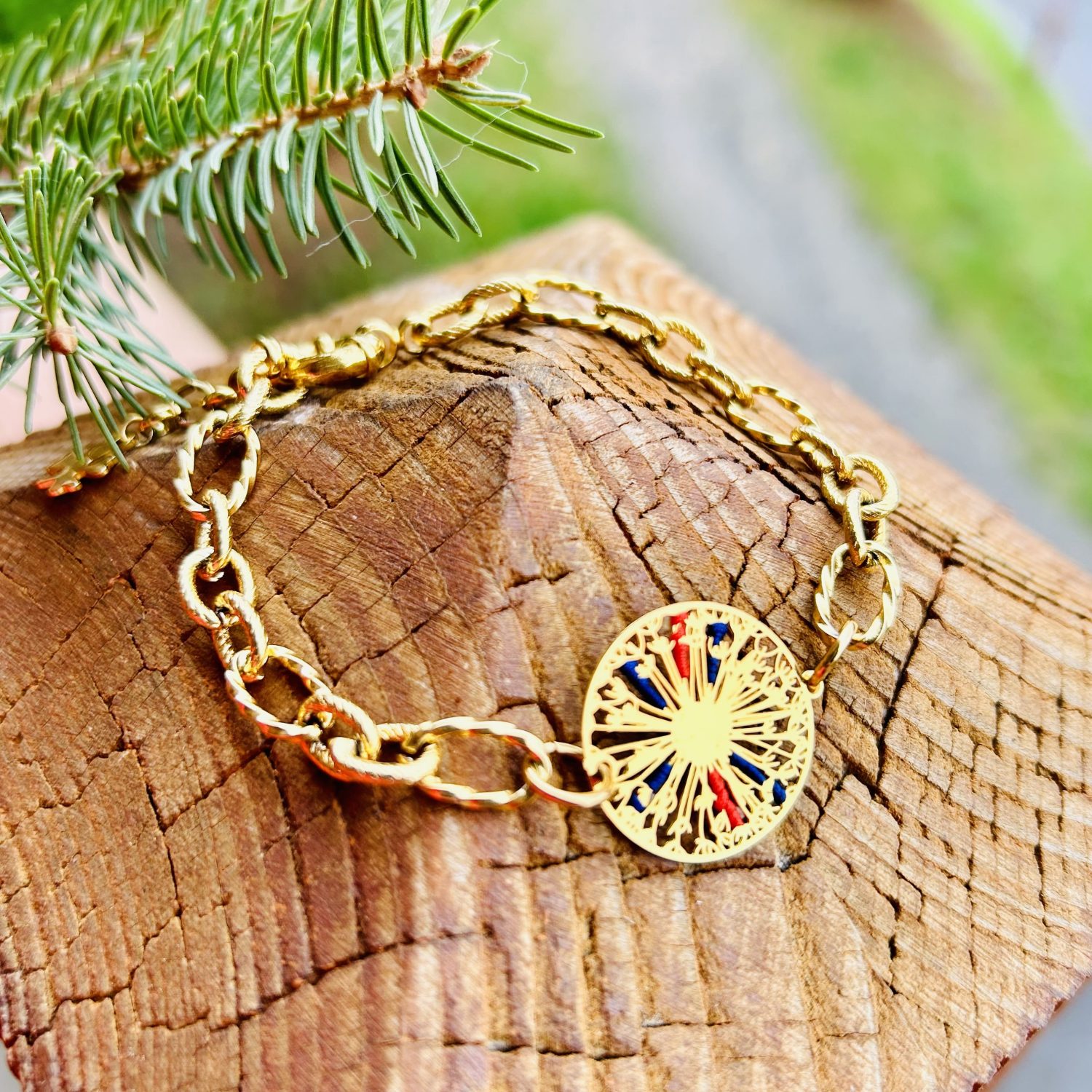 Bracelet Florion d’or bleu et orange